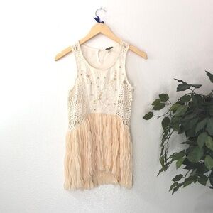 BKE Lace And Sequin Boho Tank top